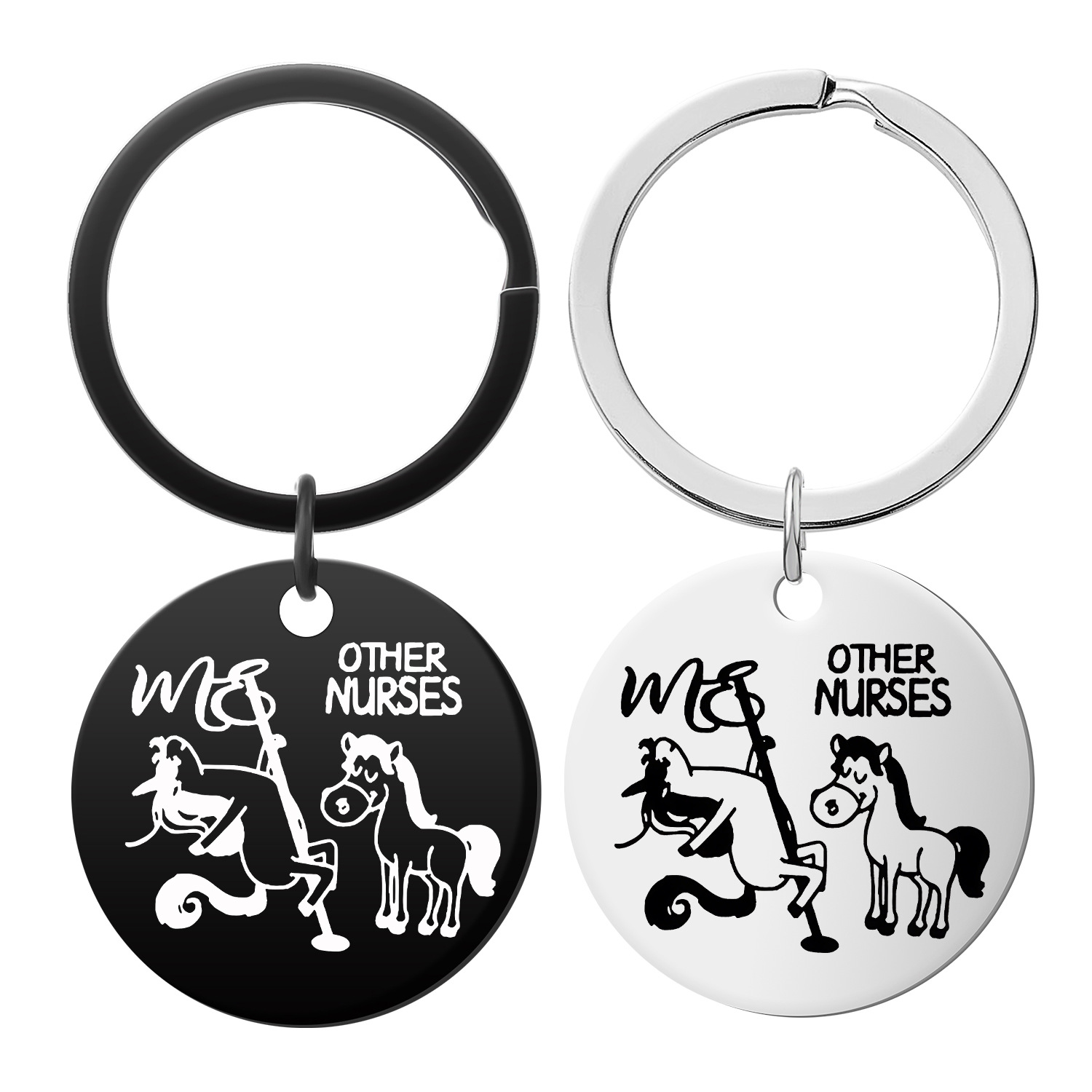 搞笑感谢马独角兽宠物跨境热销不锈钢刻字钥匙扣礼物纪念挂饰