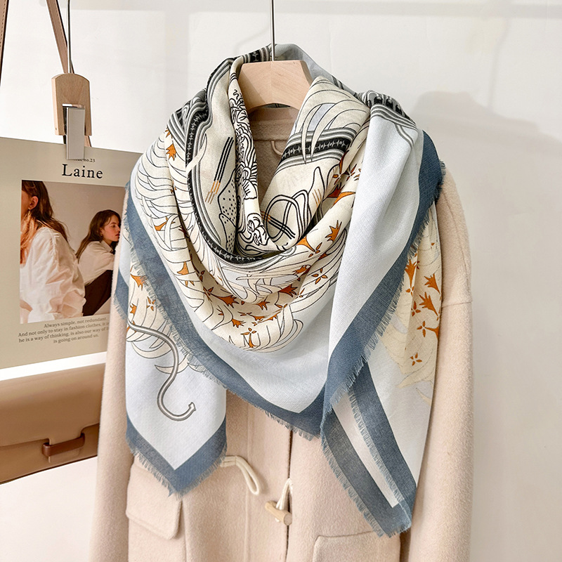 2025 Primavera Nuevo Clásico Bufanda Cuadrada Grande de Cuadros de Parches Moda Decorativa Versátil Protección Solar Impresa Chal Bufanda para Mujeres.