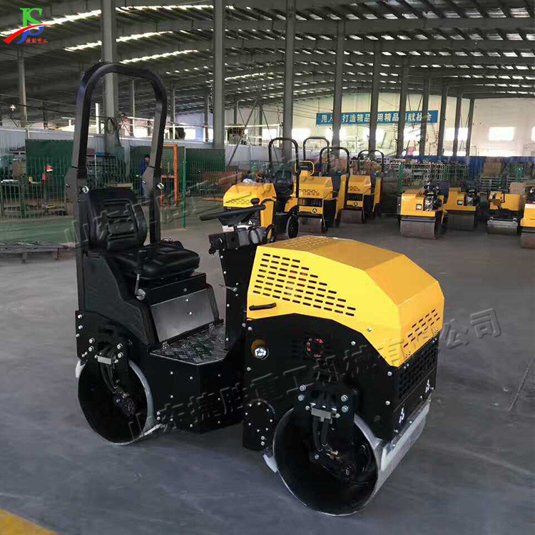 Roditador de coche hidráulico, rodillo de empuje manual pequeño, nivelador de carreteras de doble rueda de acero con motor diesel