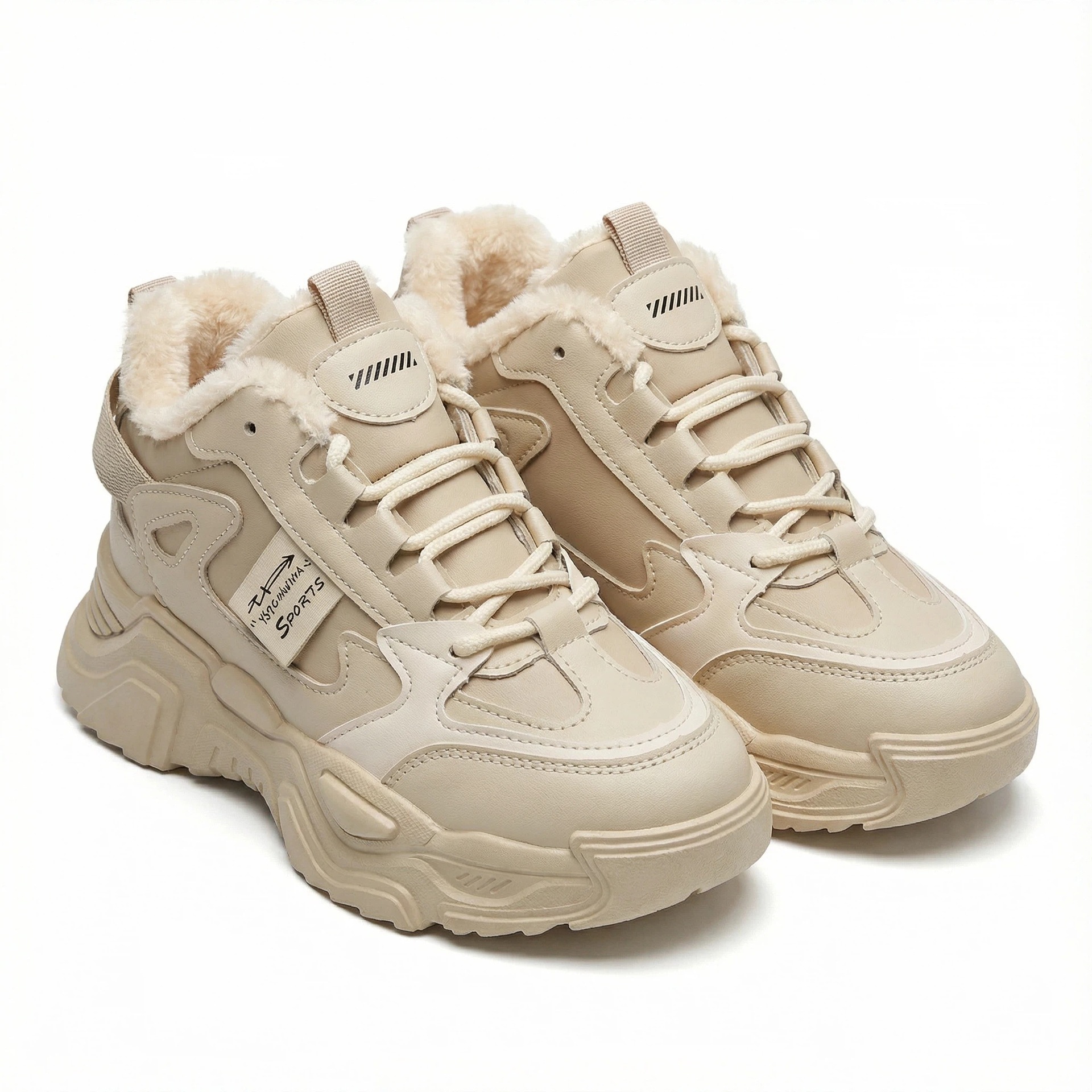 Invierno de lana y zapatos de algodón gruesos para mujeres nuevos zapatos deportivos de alta altura para padres con botas de nieve cálidas