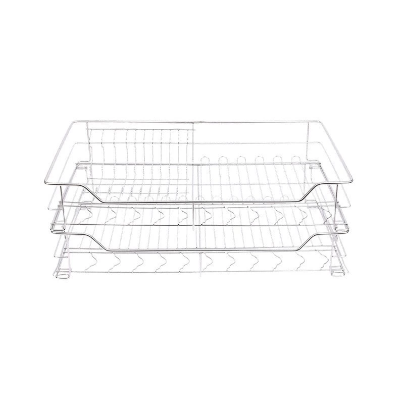 兆贝 Cabinet pull basket stainless steel double-layer drawer-type kitchen dishes kitchen cabinet buffer damping storage seasoning pull basket