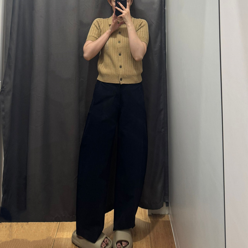 日单女装针织廓形长裤/休闲裤弯刀镰刀裤子25秋冬新款Y483722|undefined