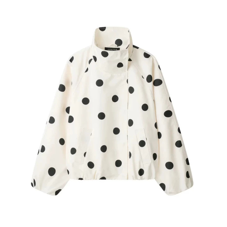 Bm&Md&Za New Summer Women's Clothing European and American Style Large Polka Dot Bomber Jacket Bm&Md&Za New Summer Women's Clothing European and American Style Large Polka Dot Bomber Jacket