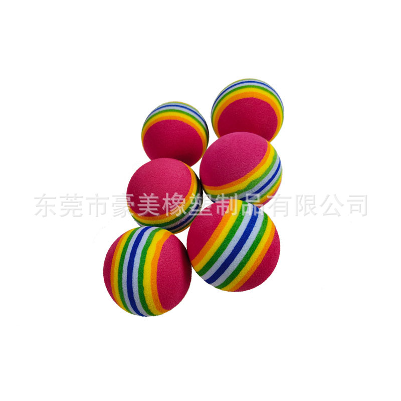 Directo de fábrica EVA bola EVA pelota de juguete de juegos EVA pelota de práctica de golf gato perro mascota bola del arco iris