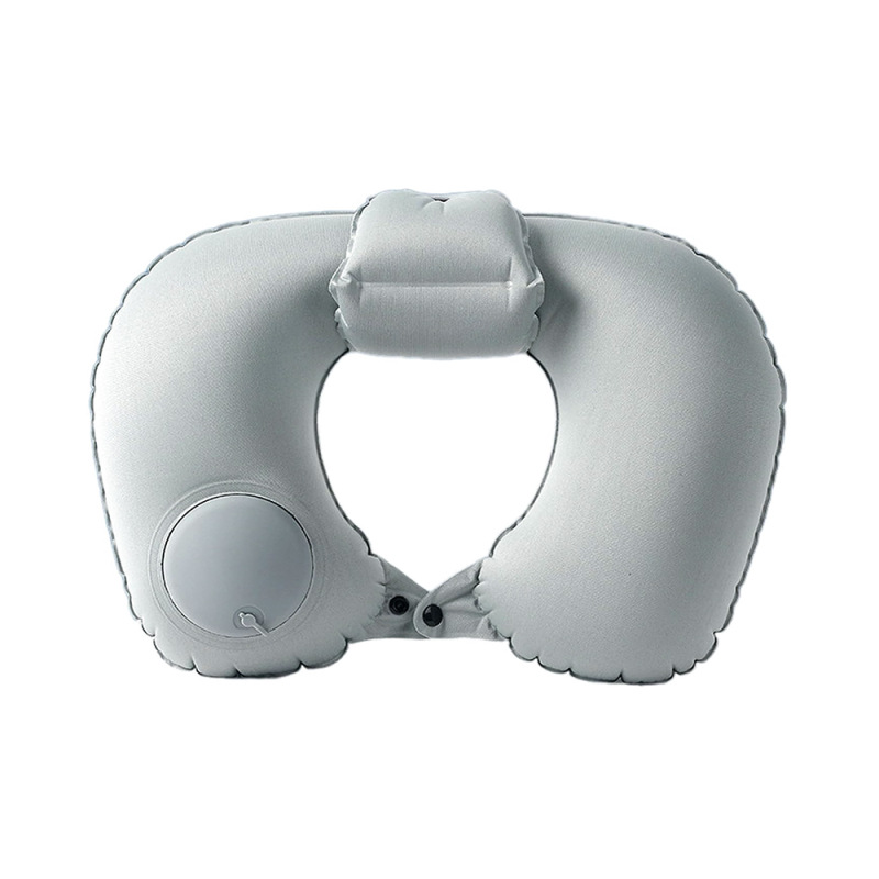 U-shaped back high [flocking] press inflatable pillow - gray