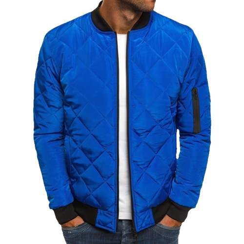 Winter Warmth Outerwear Men's Jacket Cotton Padded Plaid Stitch Added Thicker Stand Collar Cotton Coat for Export EU Size