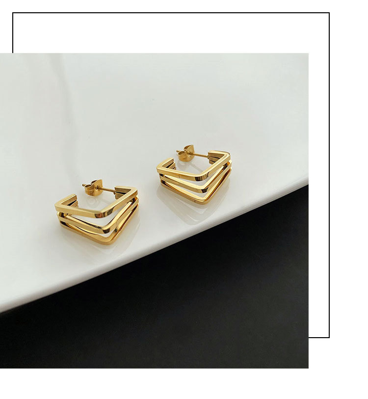 Simple Style Geometric Titanium Steel Irregular Plating Earrings 1 Pair display picture 6