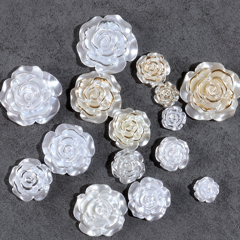 Perla grado borde dorado Borde de plata Rosa crema pegamento teléfono caso DIY material hecho a mano decoración creativa