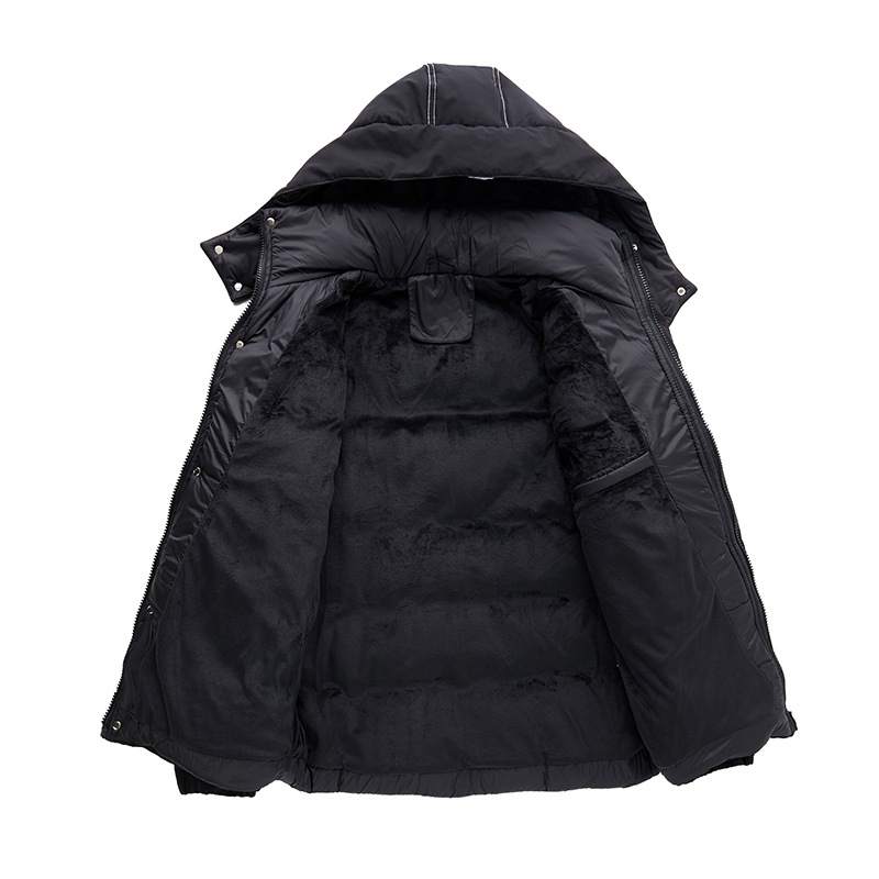 Vêtements pour hommes grande taille manteau en coton chaud décontracté plus velours épaissi multi-poches manteau en coton à capuche amovible_voghion.com