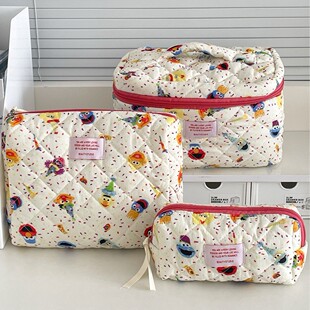 Cross-border Sesame Street Cartoon Cosmetic Bag Student Cute Childlike Storage Bag Outgoing Portable Large Capacity Wash Bag