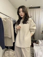 女式毛衣2021年秋冬新款韩版宽松针织打底上衣下摆开叉套头毛衣女