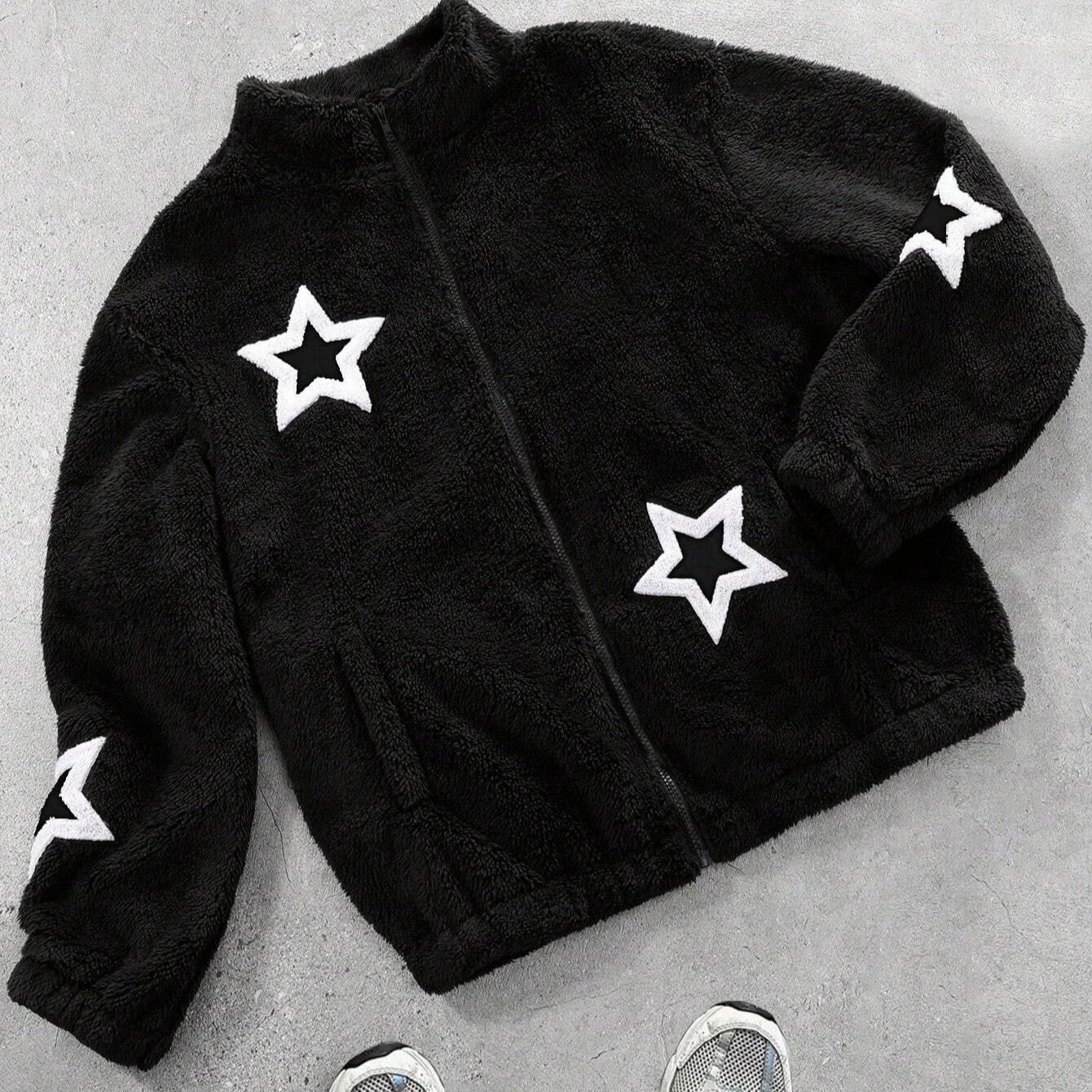 Giacca unisex Y2K Streetwear – Cappotto cardigan ampio con collo alto, capospalla unisex oversize alla moda per autunno e inverno_voghion.com