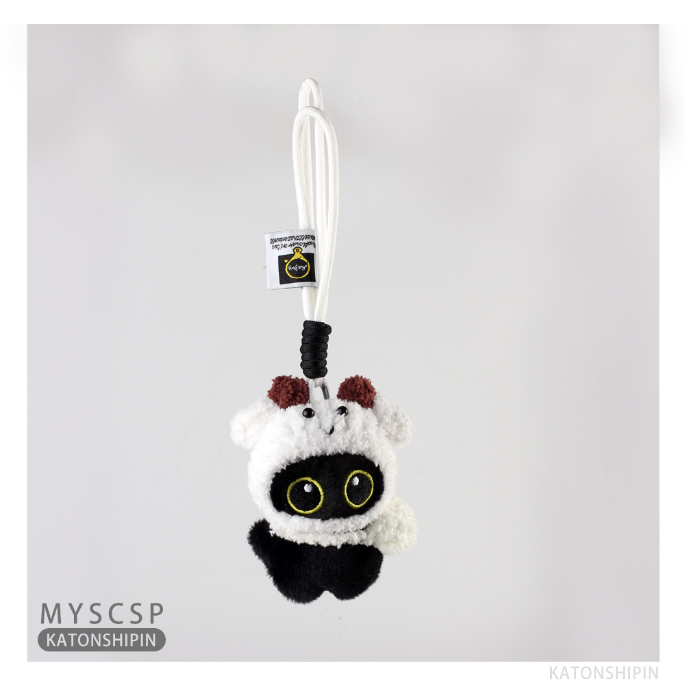 Nueva cabeza de cerdo, ojos grandes, gato negro, bolsas de peluche, colgantes, muñecas lindas, colgantes exquisitos, llaveros de automóviles