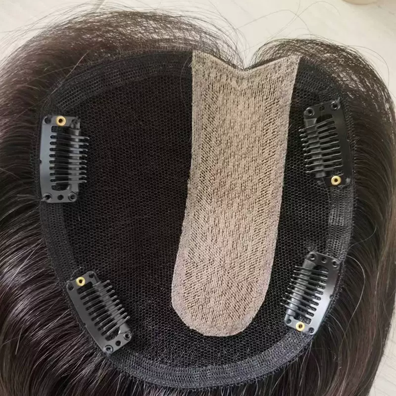 递针分界瑞士网假发片厂家批发逼真女士头顶增发遮白发补发片真发