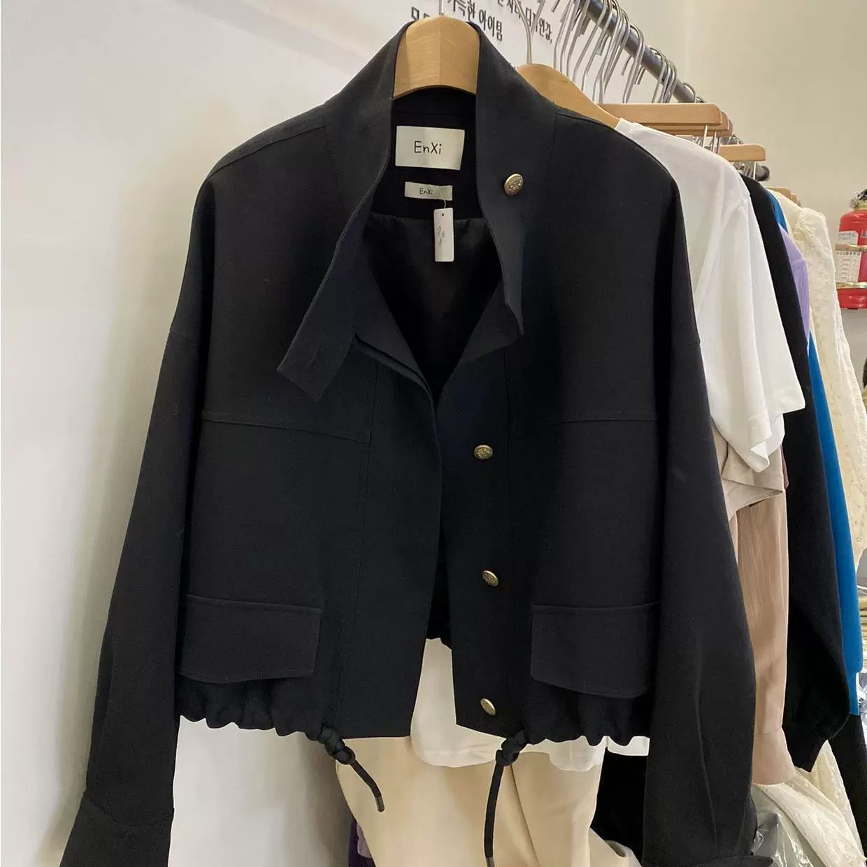 Осенний дизайн школьной формы для отдыха, черный trench coat, корейский стиль, шнурок, оверсайз