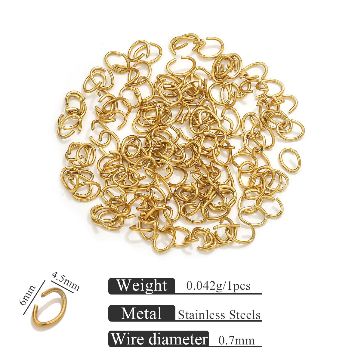 Acero inoxidable 18K vacío galvanizado huevo abierto anillo de conexión de oro joyería DIY accesorios de anillo de salto al por mayor image 9
