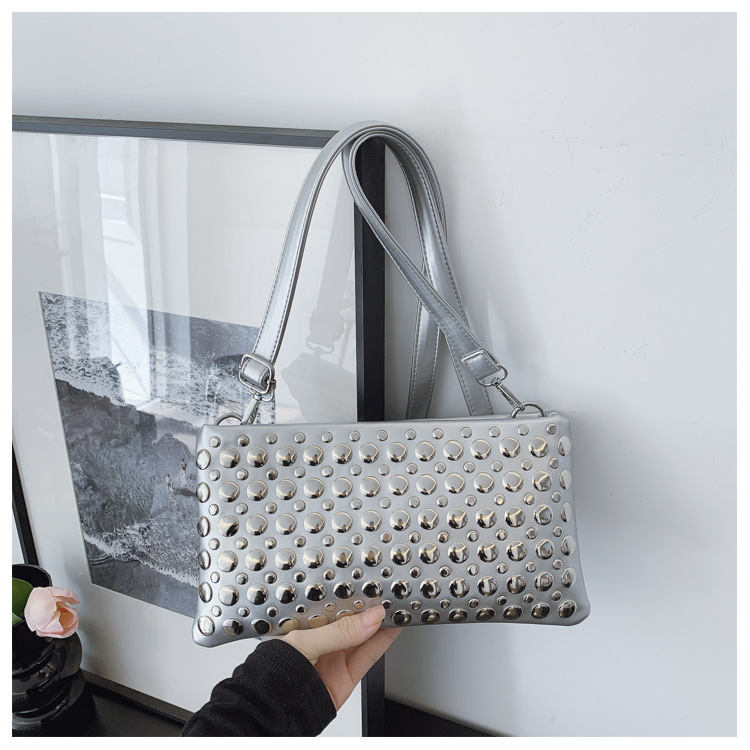 Studded Small Square Shoulder Bag For Women With Wide Strap_voghion.com