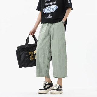 八分裤男款夏季宽松直筒垂感休闲潮流百搭日常通勤裤夏季男薄裤子