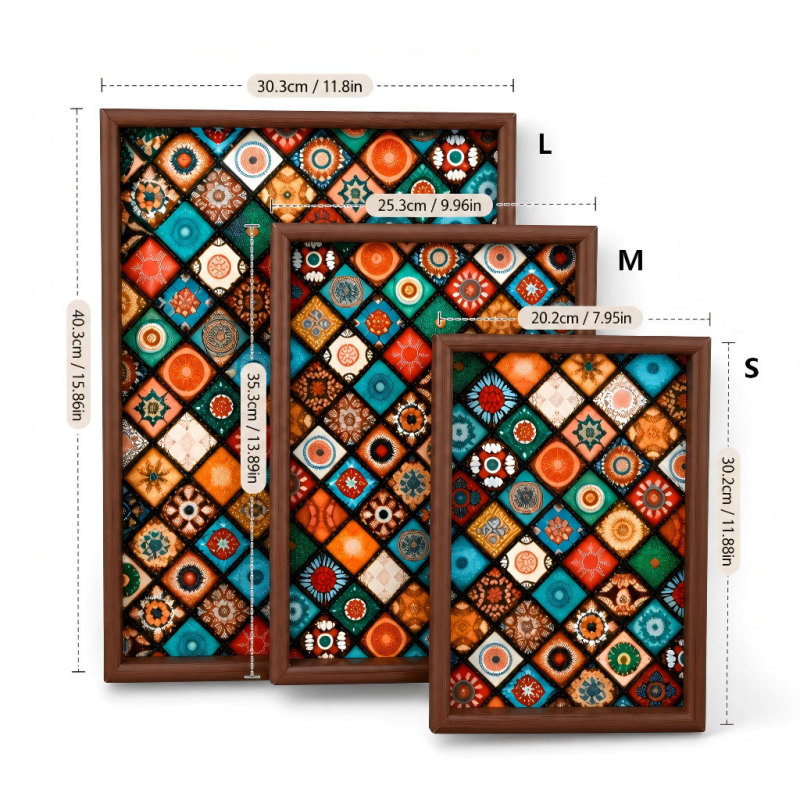 Bohemian Style Tray, Cross-Border Bestseller, Creative Jewelry and Photo Frame Ornament, Wooden Storage Tray for Entryway Table Bohemian Style Tray, Cross-Border Bestseller, Creative Jewelry and Photo Frame Ornament, Wooden Storage Tray for Entryway Table