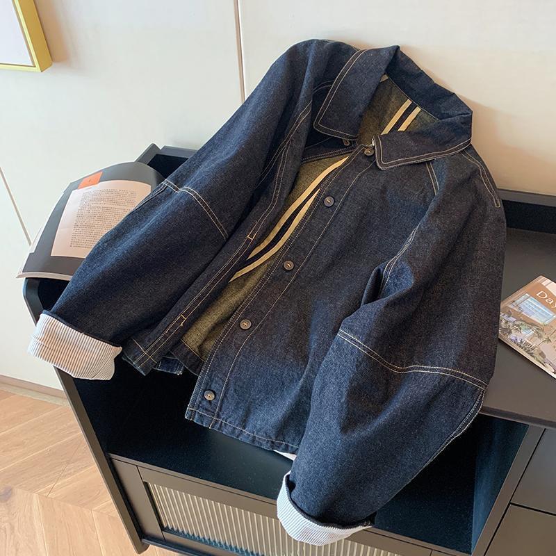 NUNBAI Japanese Style Vintage Top Line Laps Denim Coat Women's Autumn New Casual Lazy Style Jacket Top