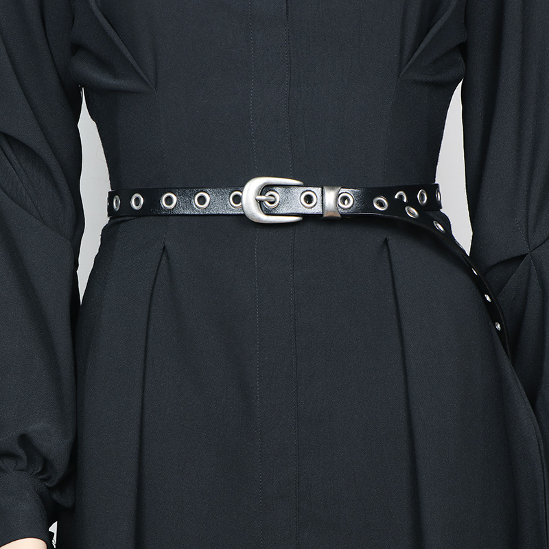 New Belt With Instagram Style, Celebrity Style, No Punching, Punk Fashion, Versatile, Simple Single Row Hole Belt, Men's And Women's Jeans Belt_voghion.com