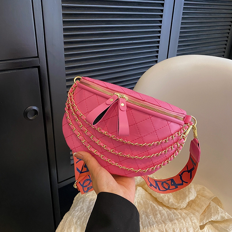 Modna torba na talię 2024 summr nw chain single crossbody, damska torba na klatkę piersiową, szeroki pasek na ramię, mobil phon coin_voghion.com