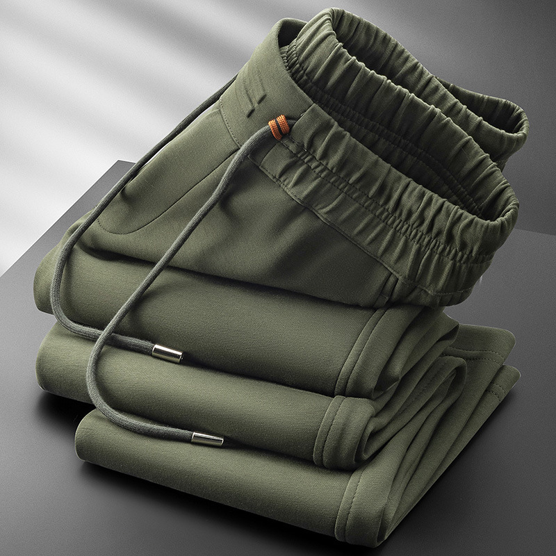 High-end Modal elastic waist drawstring casual pants for men, autumn and winter, solid color straight leg sports pants