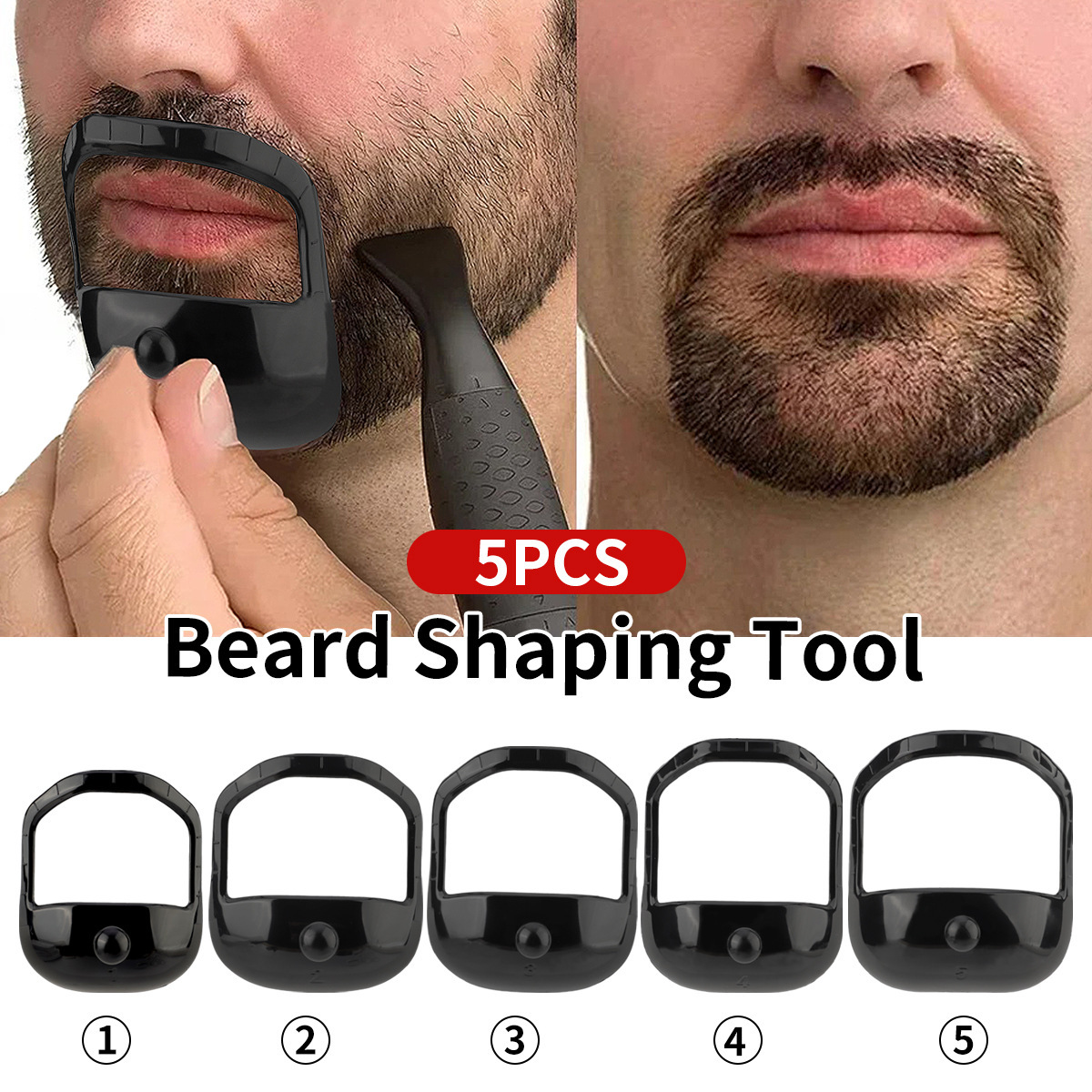 Cross-Border Popular Beard Styling Template 5-Piece Set Men's Beard Trimming and Contouring Tool Care DIY Kit