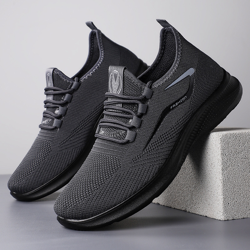 Men's Shoes, Cross-Border Large Size Casual Shoes, Fly-Woven Mesh Shoes, Breathable Sports Shoes, Versatile Men's Shoes, Soft-Soled Comfortable Shoes