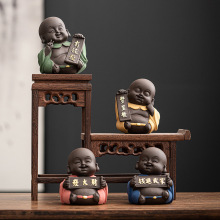 创意紫砂招财弥勒佛茶宠摆件精品手工可爱茶玩茶艺家居装饰禅意