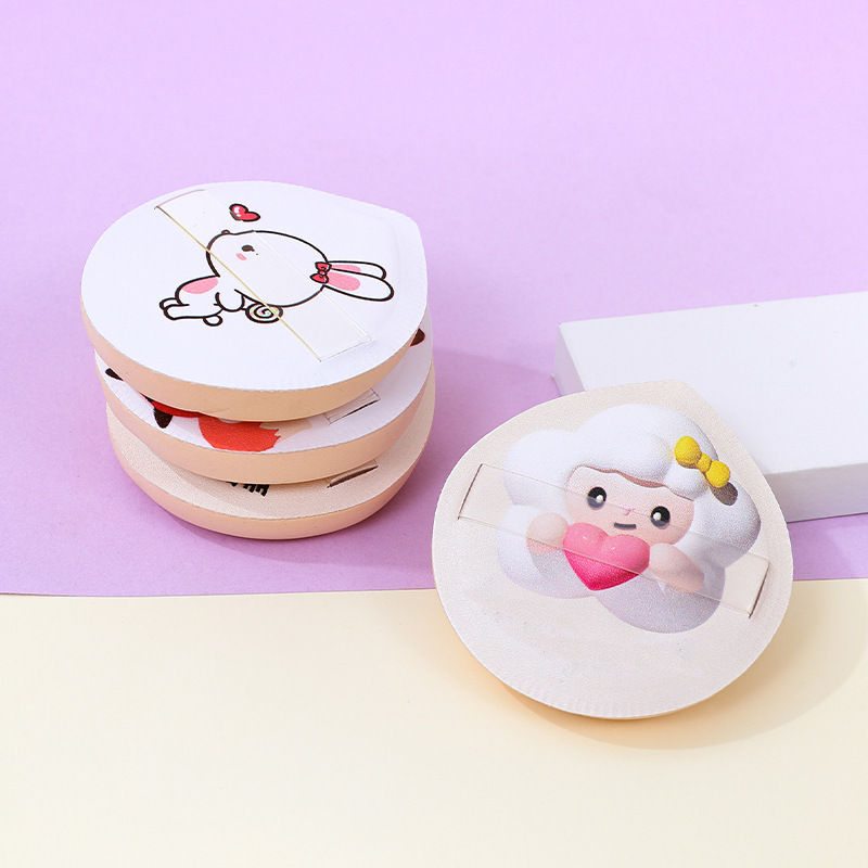 Animación personalizada 100 puntos de polvo de almohadilla de algodón super suave no comer polvo seco y húmedo de doble uso huevo maquillaje esponja maquillaje