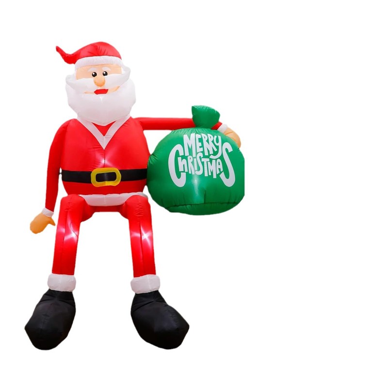 国境を越えて人気の高いクリスマスインフレータブルデコレーション、クリスマスエアモデル、座り姿勢のサンタクロース、屋根の上のサンタクロース、ライト付きインフレータブルモデル|undefined