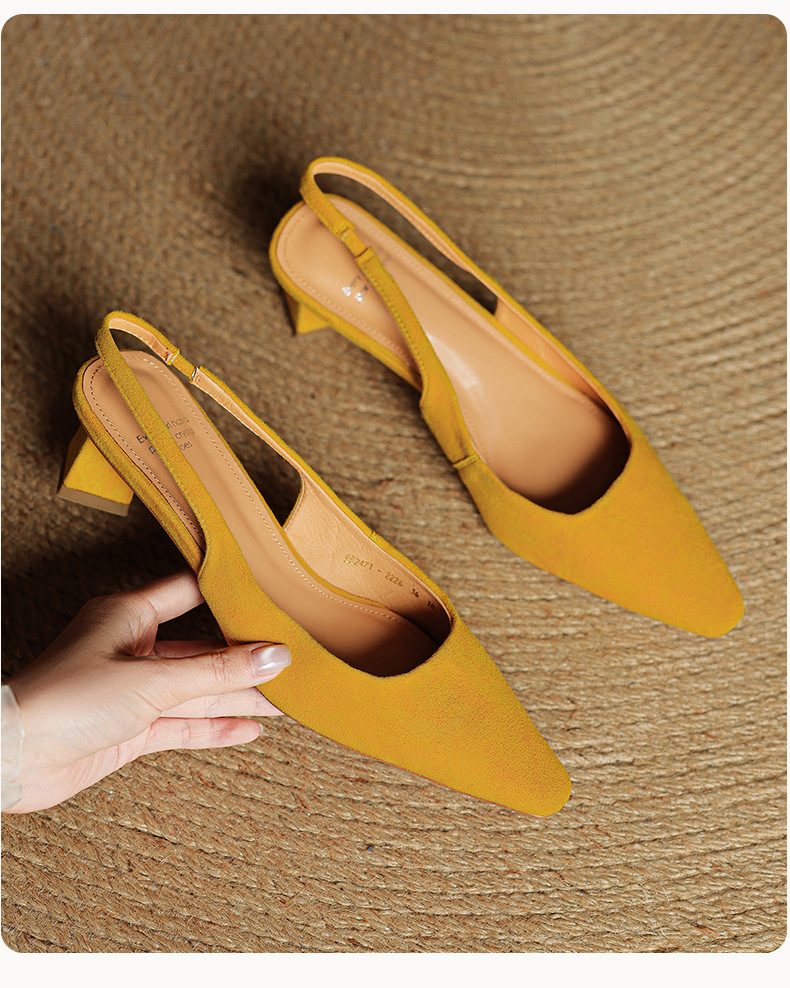 Sandal cao gót nữ hở mũi gót thô 4 cm, phong cách Hàn Quốc, đi làm — đen chi tiết 16