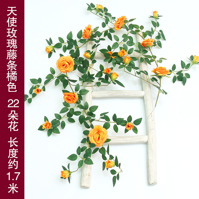 Simulación de vid de plástico rosa boda ventana de la casa floral enredada vid decoración pared red imitación fondo de plantación