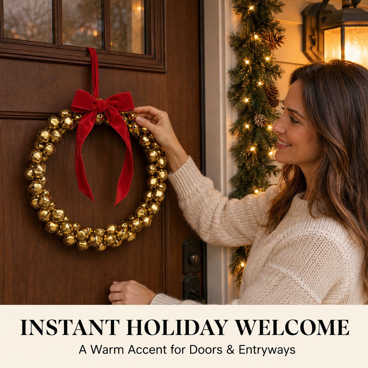 Cross wreath bell iron art window decoration Christmas tree ornament bow wind chime wall hanging decoration door hanging cross-border