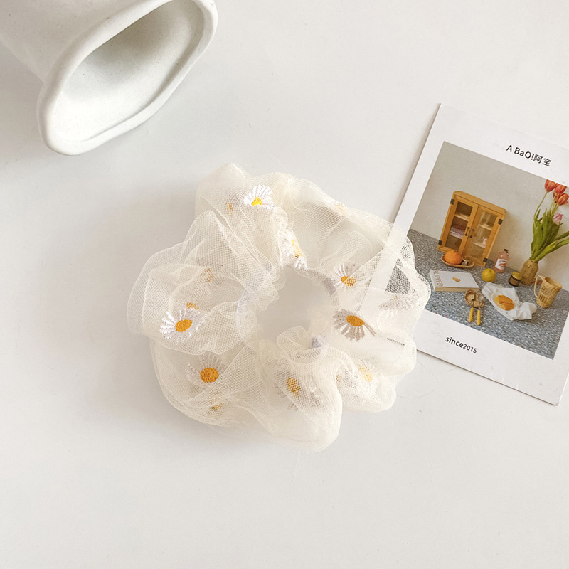 Corea del Sur Internet celebridad corbata Cola de Caballo Linda cuerda de pelo floral Plaid tie cabeza de pelo niña de las flores Daisy cuerda de pelo intestino grueso anillo de pelo