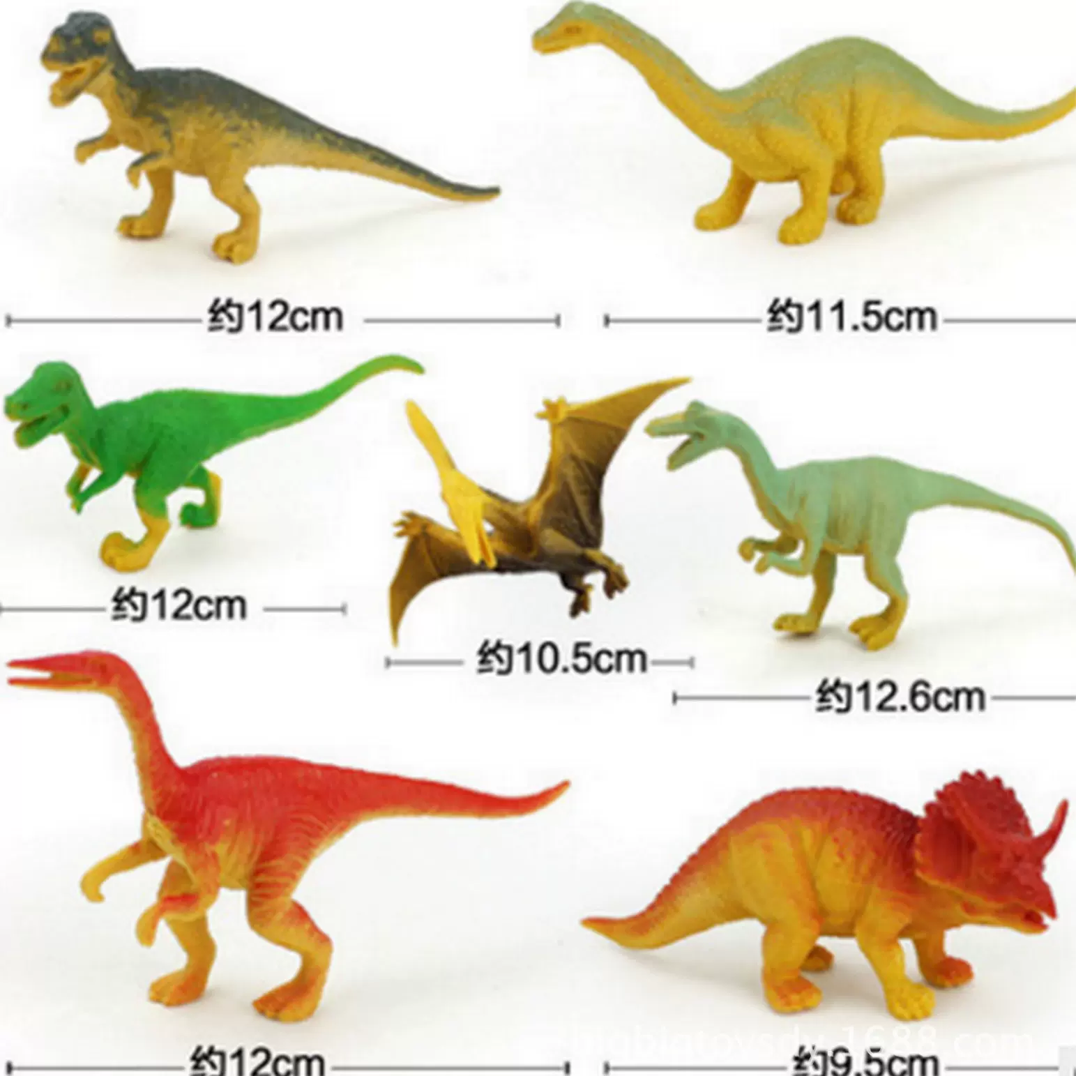 12CM软胶8只装恐龙玩具模型动物套装蛋糕烘焙饰品摆件仿真