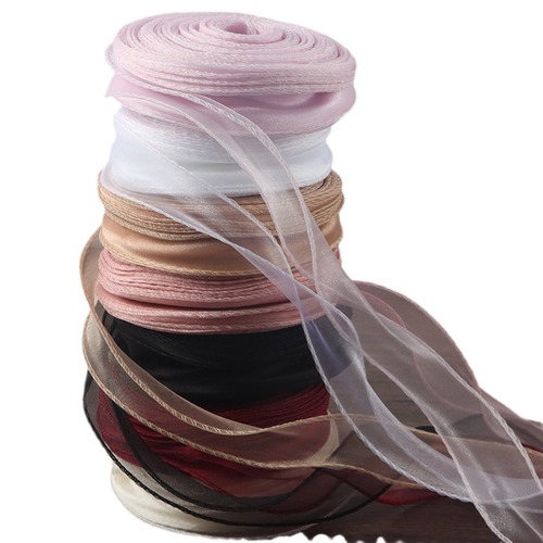 Floral ribbon flower shop DIY bouquet material Korean version 4cm wavy ribbon flower gift packaging fishtail gauze ribbon