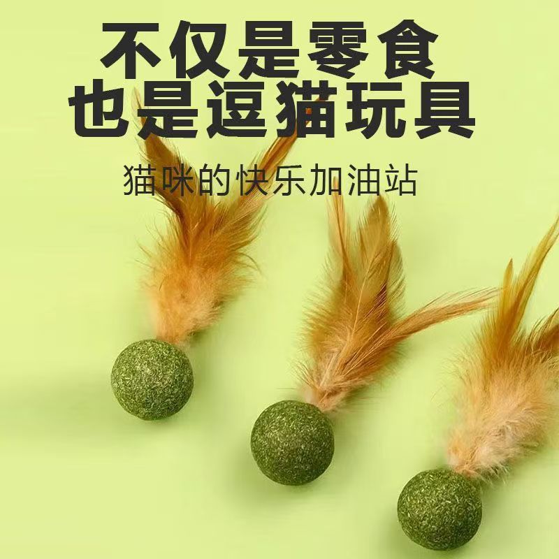 Catnip Badminton Cat Toy Self-Entertainment Boredom Relief Cat Supplies Collection Cat Grass Ball Teething Stick Handy Gadget Cat Teasing Stick