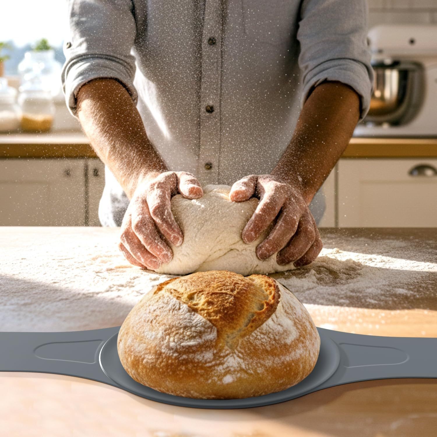 Cross-border Silicone Baking Mat Silicone baking mat with long handle, non-stick, heat-resistant, and made of food-grade silicone