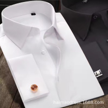 跨境热卖亚马逊衬衫男休闲春夏ebay商务男式法式袖扣大码男士衬衣