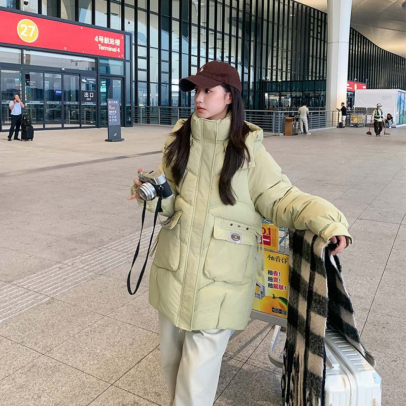 2025 nueva chaqueta de algodón encapuchada de tamaño grande chaqueta de algodón cálida de moda versión casual de algodón grueso chaqueta de mujer gruesa