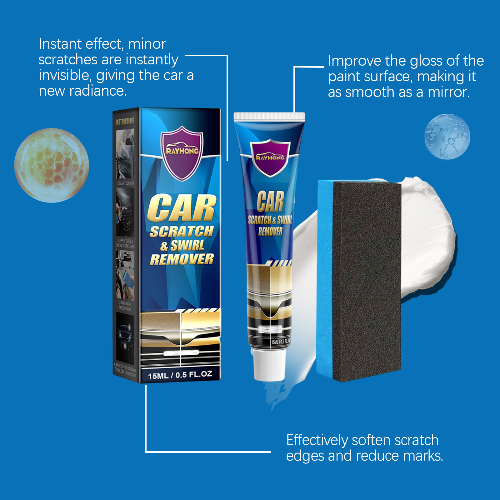 Rayhong Car Scratch Care Cream Paint Renovation Scratch Stain Removal Polishing Coating