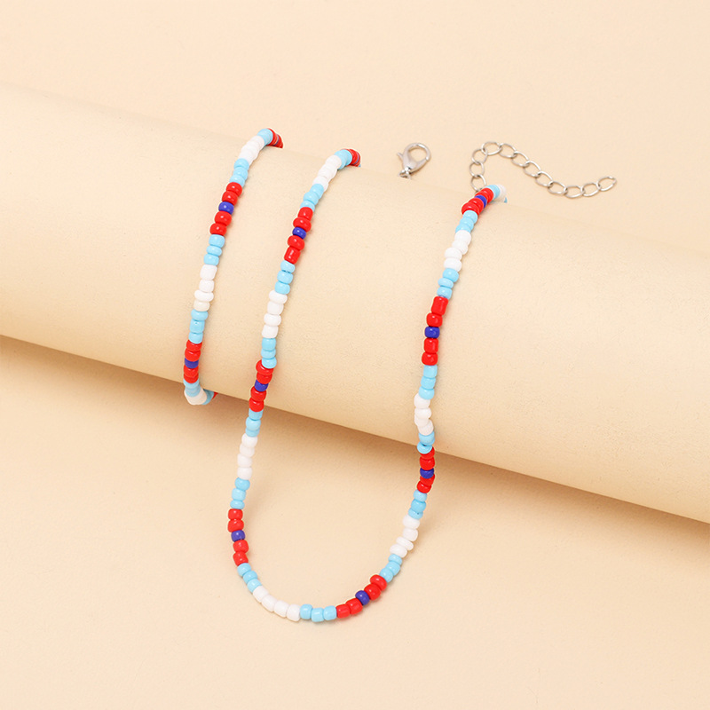 9g Weight Necklace Classification Wedding, Travel Occasion Women'S Gender Ethnic Clashing Color Beaded Necklace Bracelet Combination Wholesale Nihaojewelry 4