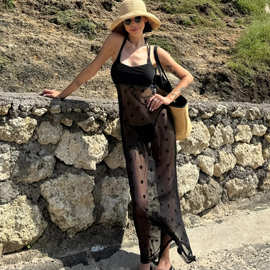 欧美跨境新款性感辣妹三点式比基尼纯欲透视度假风长裙分体泳衣女