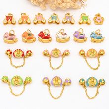 18k金色珐琅彩卡通木马南瓜车挂件莲花连接链隔珠diy饰品配饰配件