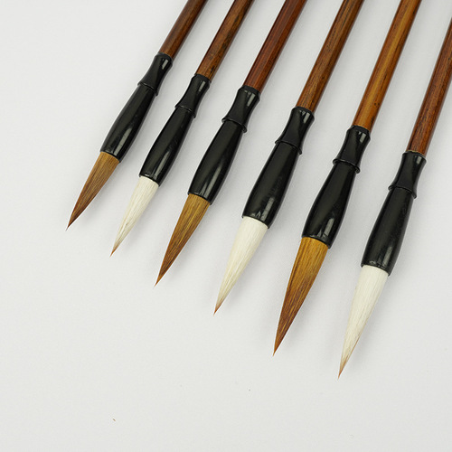 Wolf hair and hair calligraphy and painting brushes large, medium and small regular script set for students beginners calligraphy training class practice pen wholesale