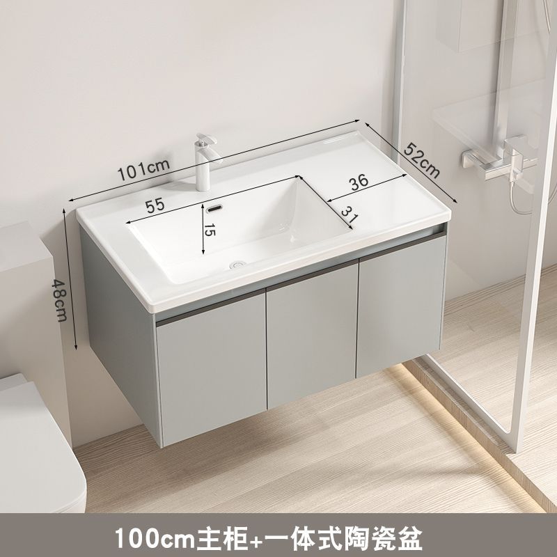 Gabinete de baño combinación de acero inoxidable que cuelga la pared del Gabinete cuarto de baño lavabo de almacenamiento espejo de almacenamiento rack de cerámica cuenca integrada