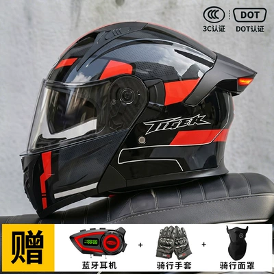 Certified Full-Face Helmet with Led | Motorcycle Safety Supplies - red-and-black-dust-m57-58-head-circumference