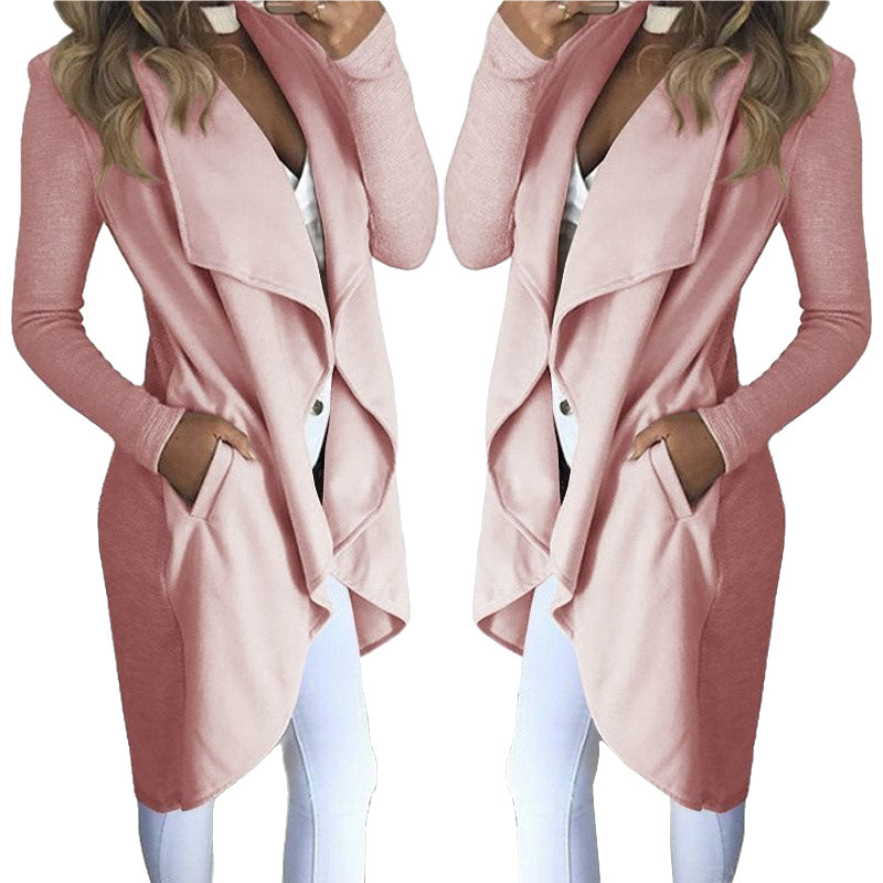 Femmes Mode Couleur Unie Patchwork Patte Manteau Trench-coat display picture 1